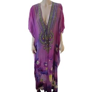 Shahida Parides Purple Floral Kaftan